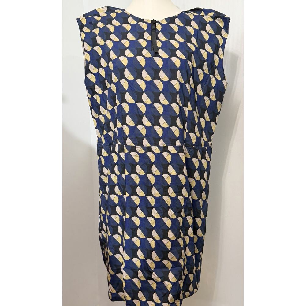 Marni Commessa Navy Blue Geometric Sleeveless Shift Dress Size 44 US Size 8
